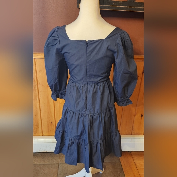 Madewell Poplin Lizzie Dress Square Neck in Twilight Size 00 - Picture 5 of 11